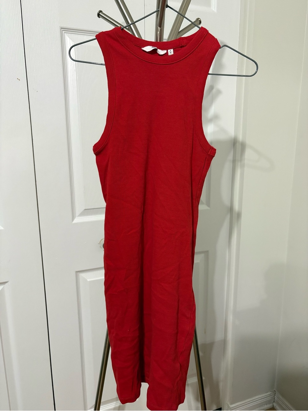 Defrost Sleeveless Ribbed Tank Dress in Red
